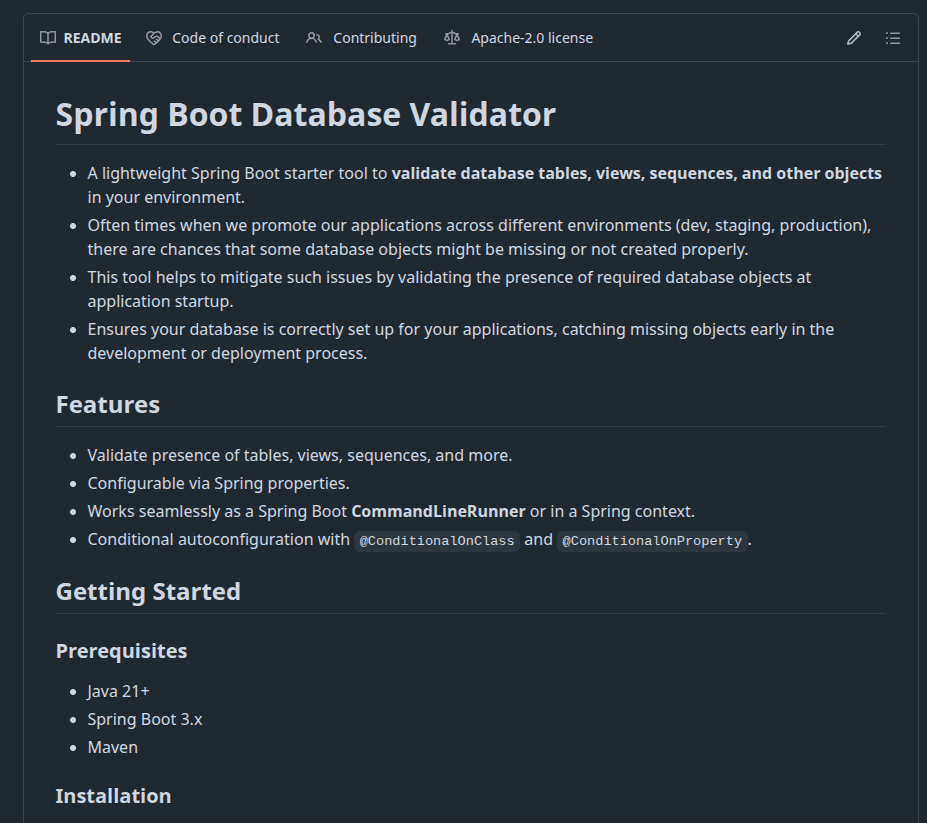 Spring Boot Database Validator